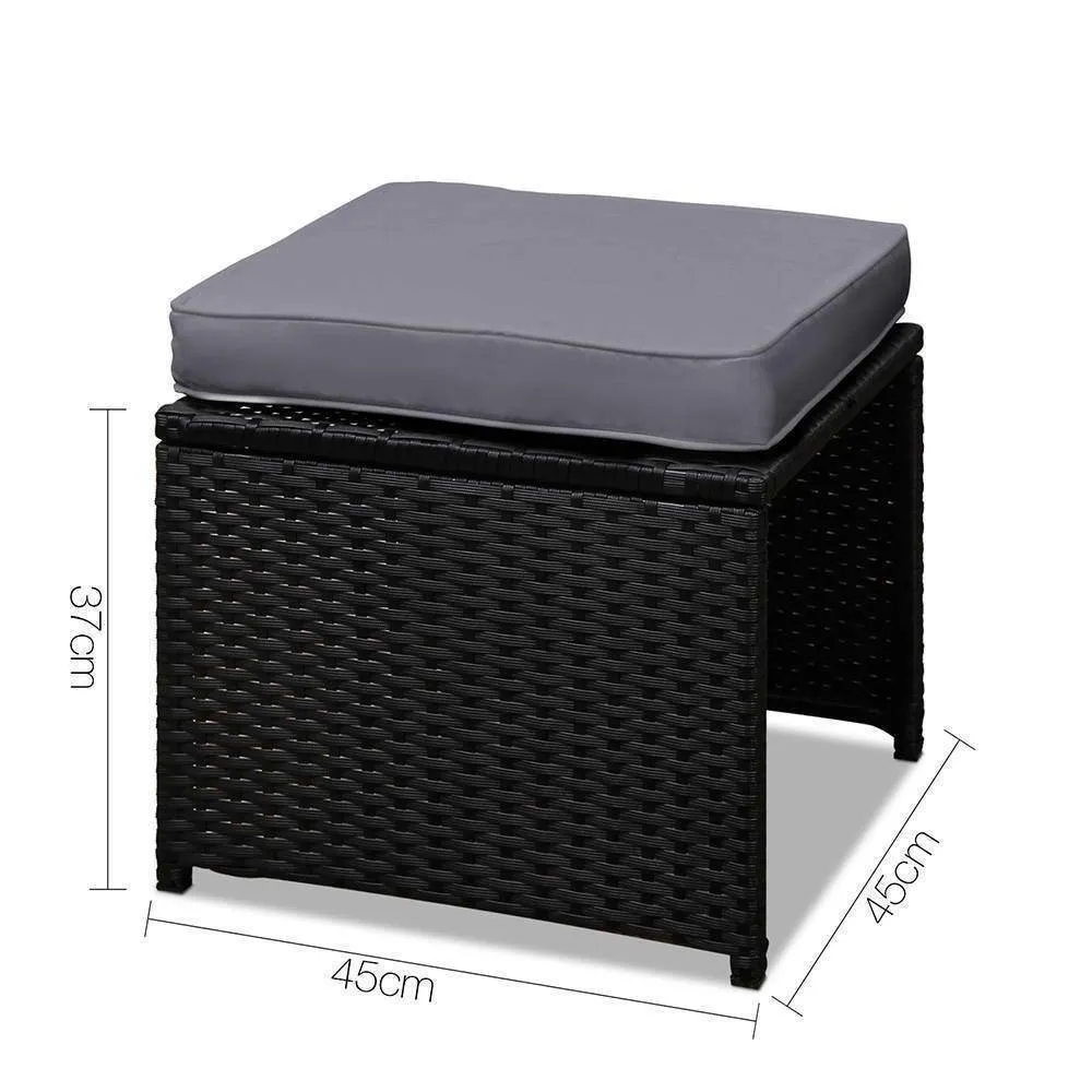 11 Piece PE Wicker Outdoor Rattan Dining Set - Black