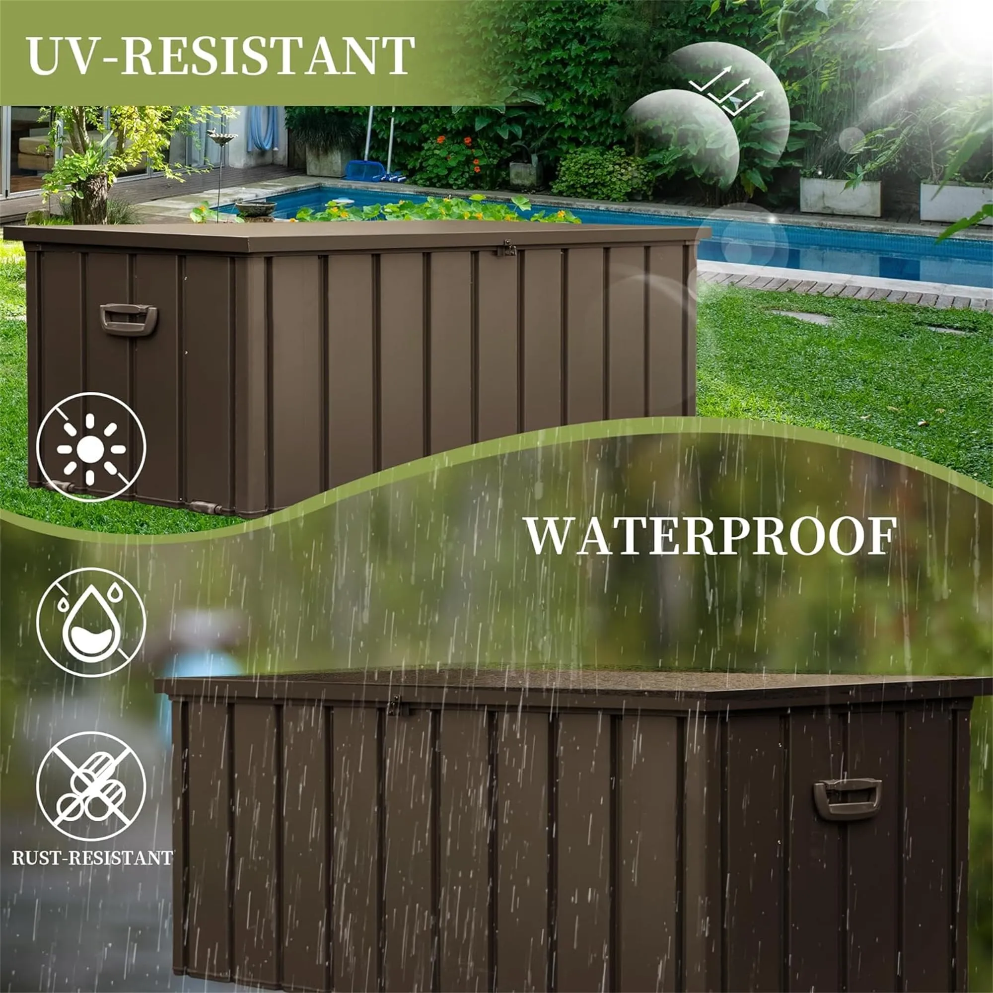 160 Gallon Waterproof Outdoor Storage Deck Box (Dark Brown)