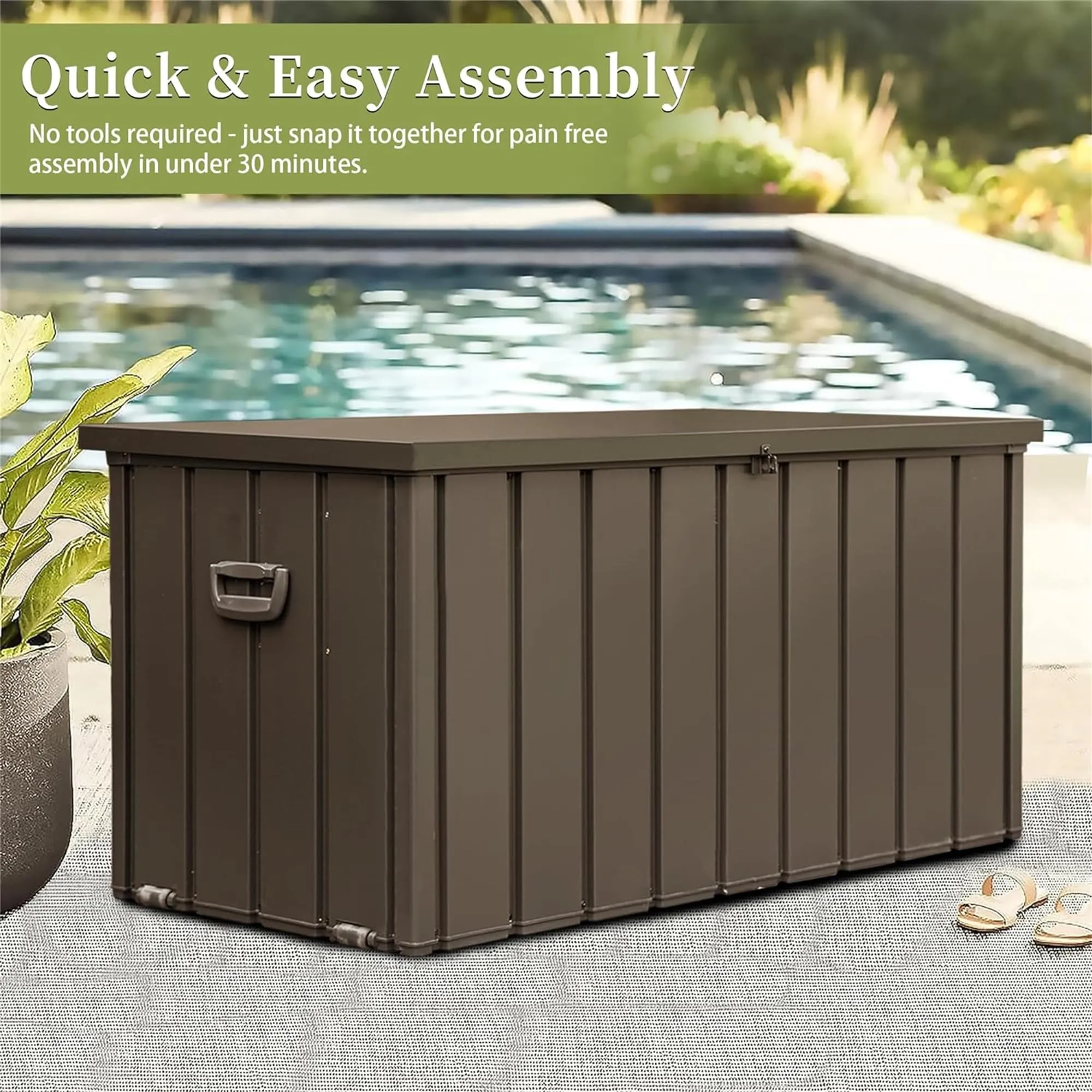 160 Gallon Waterproof Outdoor Storage Deck Box (Dark Brown)