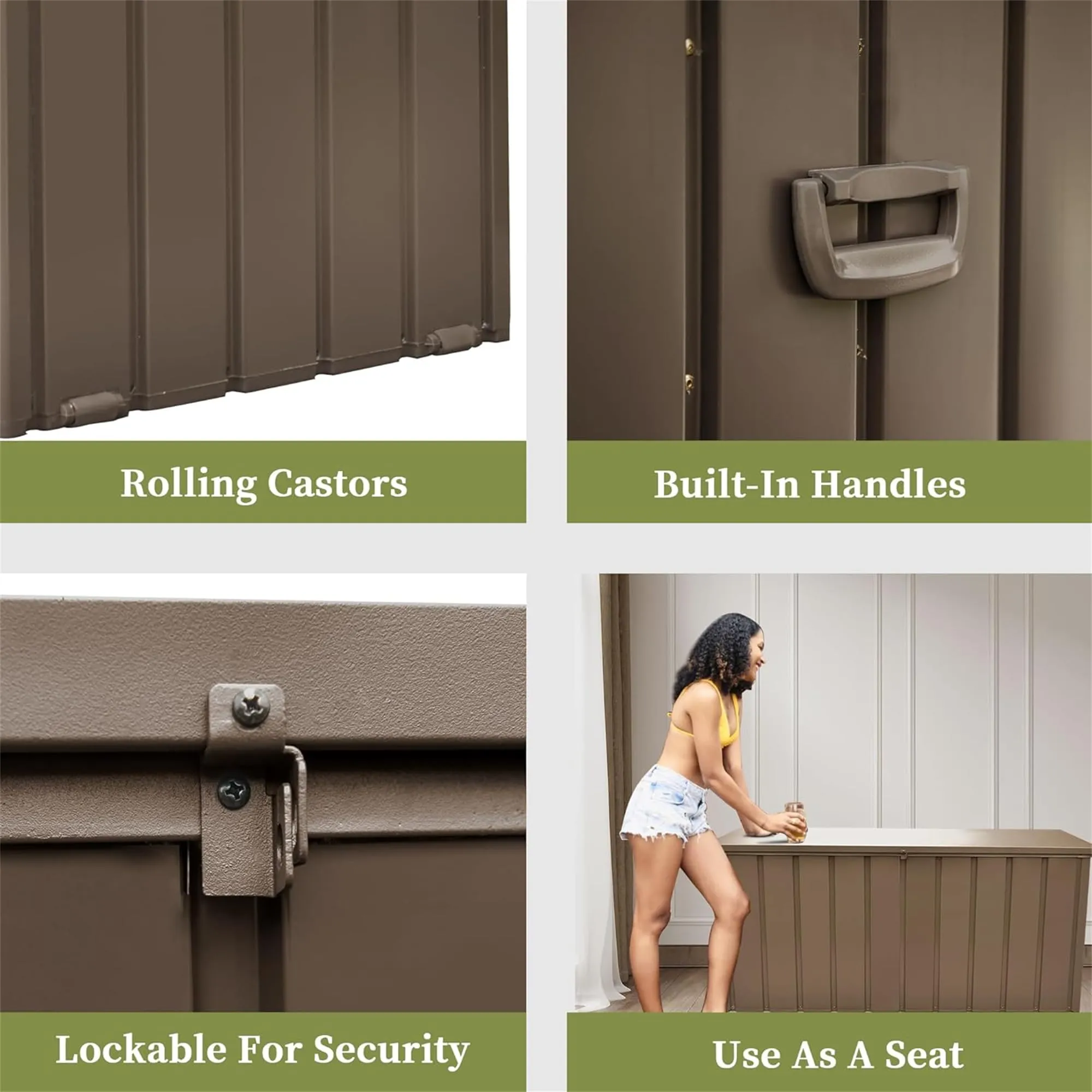 160 Gallon Waterproof Outdoor Storage Deck Box (Dark Brown)