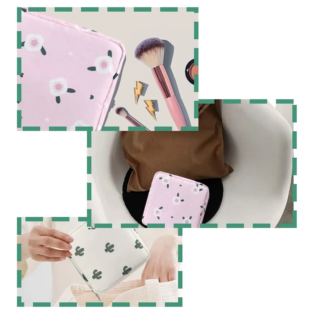 2 Pcs Sanitary Napkin Storage Bags Large Capacity Menstrual Cup Pouches Portable First Period Bags for Women Girls Ladies and Students