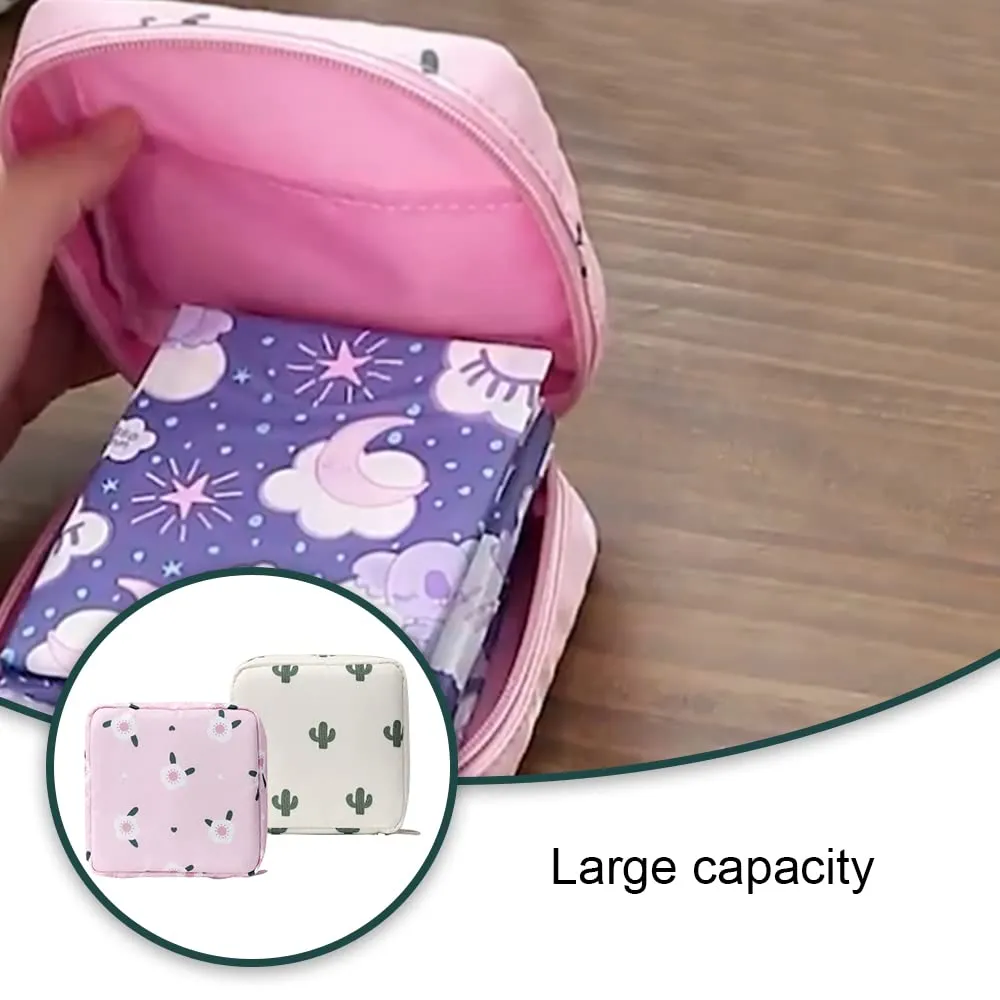 2 Pcs Sanitary Napkin Storage Bags Large Capacity Menstrual Cup Pouches Portable First Period Bags for Women Girls Ladies and Students