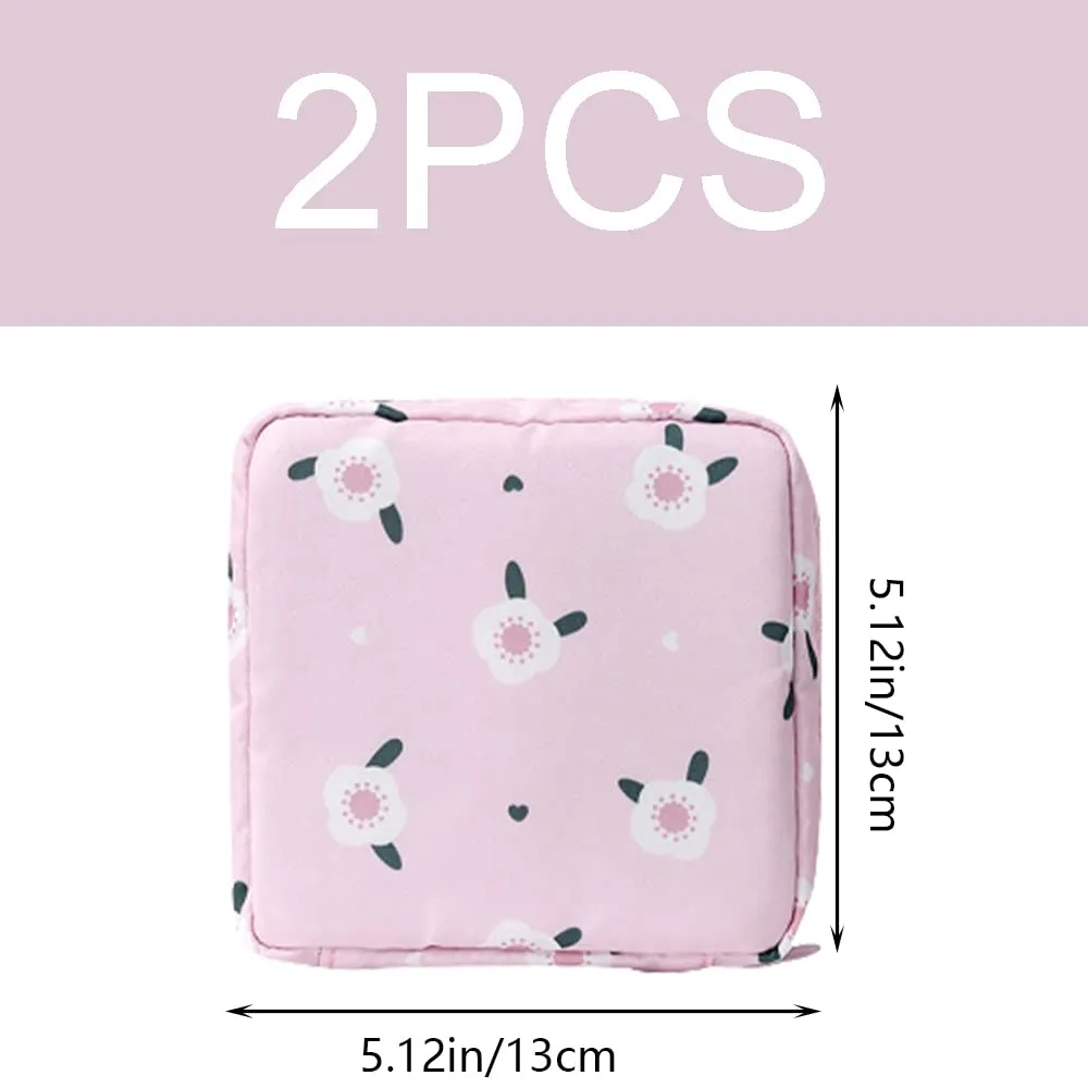 2 Pcs Sanitary Napkin Storage Bags Large Capacity Menstrual Cup Pouches Portable First Period Bags for Women Girls Ladies and Students