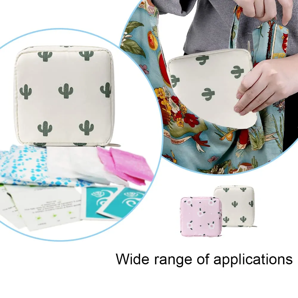 2 Pcs Sanitary Napkin Storage Bags Large Capacity Menstrual Cup Pouches Portable First Period Bags for Women Girls Ladies and Students