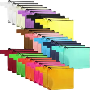 30 Pieces Makeup Bags Travel Canvas Cosmetic Bags Bulk Multipurpose Small Makeup Pouch for Purse Portable Zipper Blank Toiletry Bag Organizer DIY for Women, Assorted Colors(7.5 x 5 x 1.8 Inch)