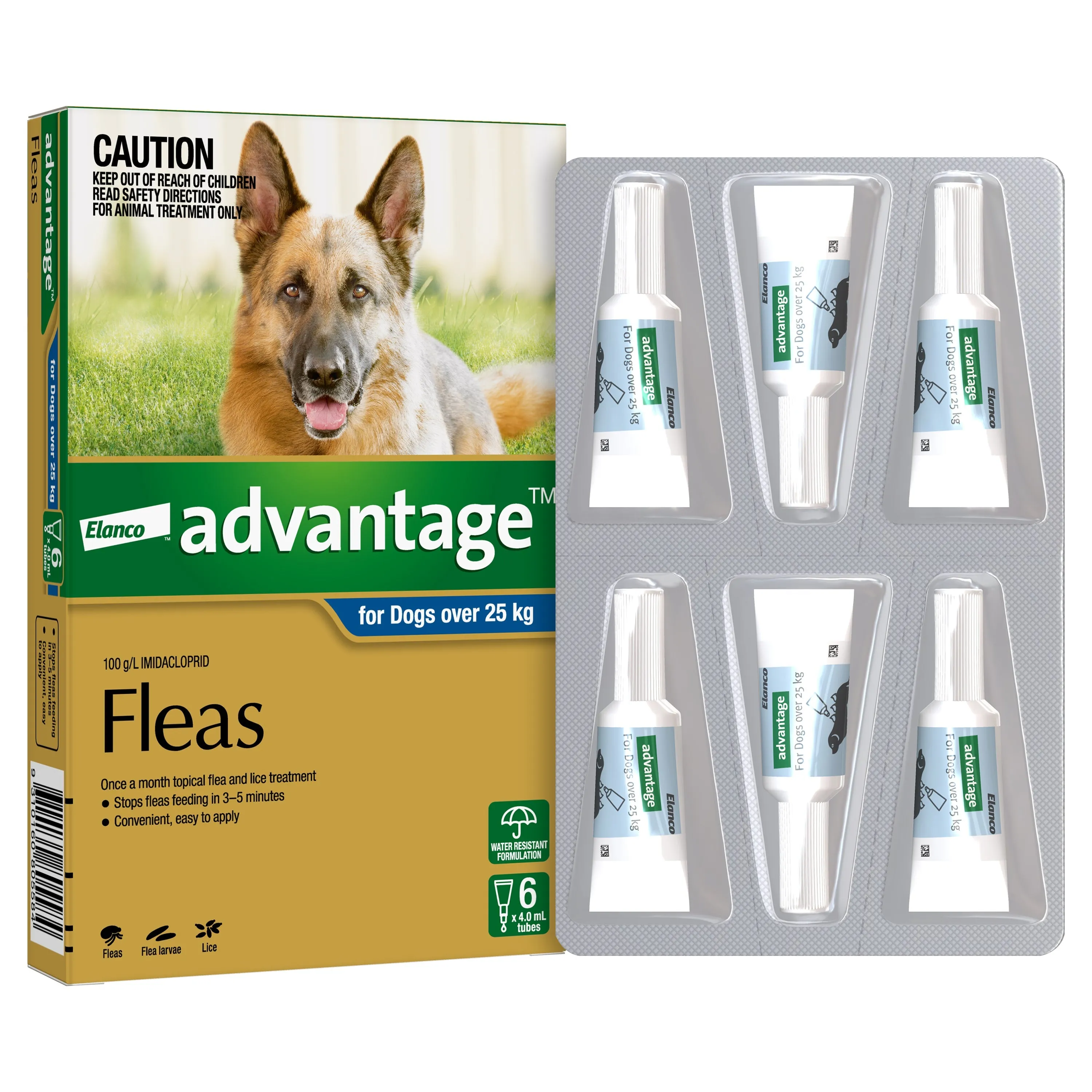 Advantage Flea Treatment for Dogs 25kg  Blue 6 Pack