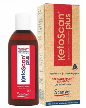 Antiparasitic and antiseborrheic medicated shampoo for dogs, cats, KetoScan Plus