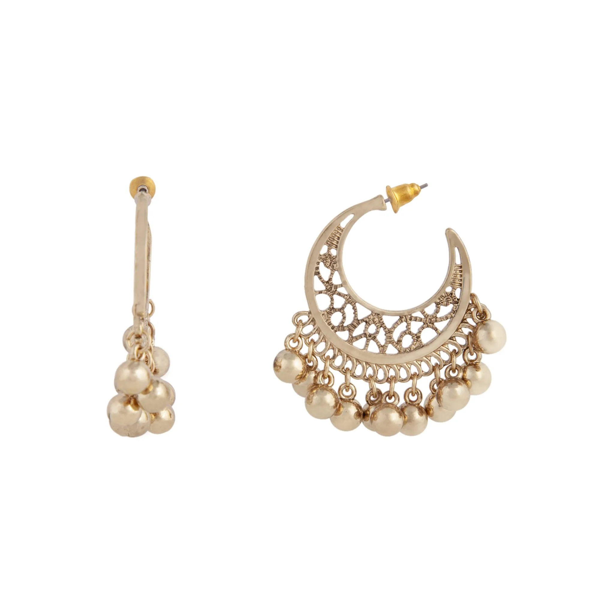 Antique Gold Jingle Balls Hoop Earring