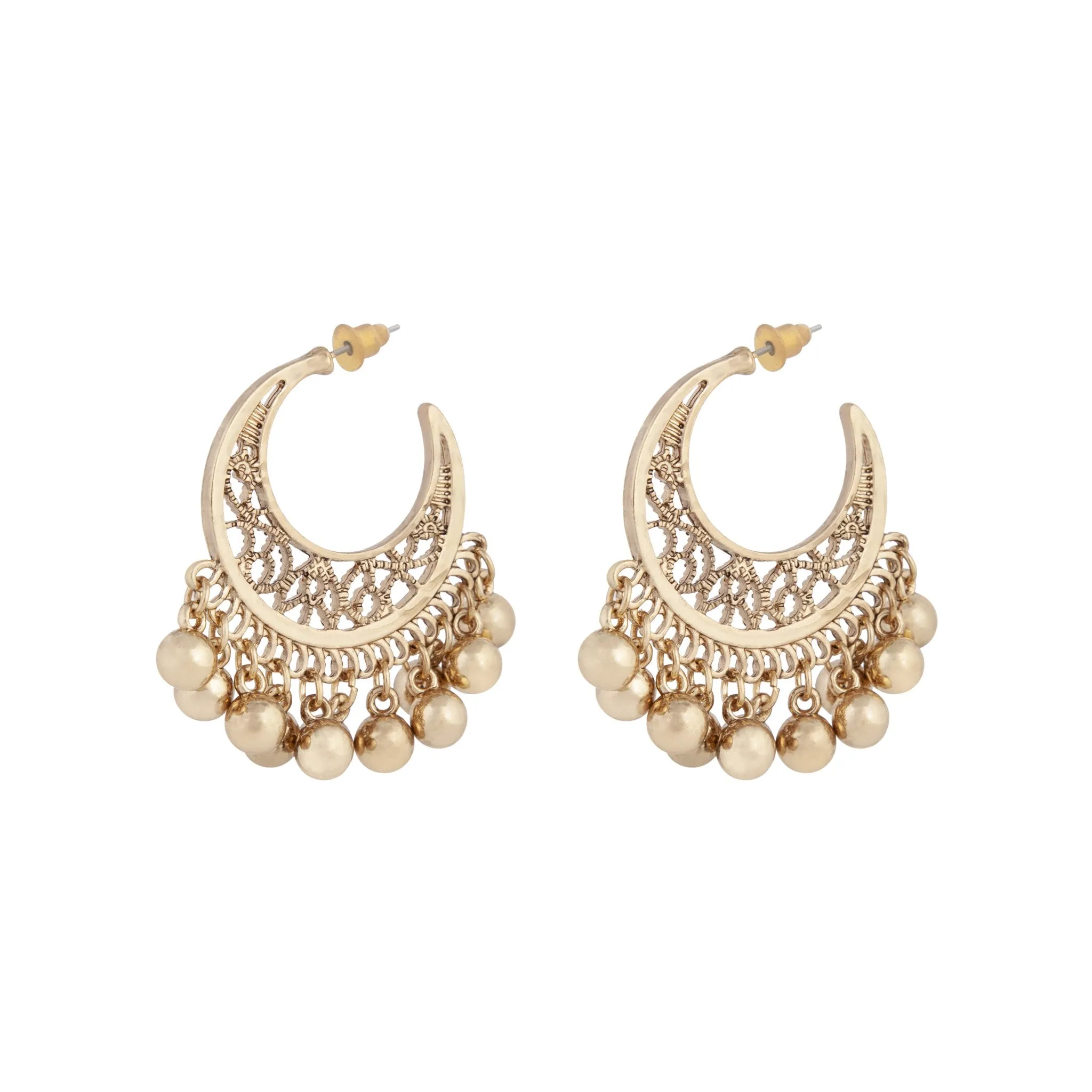 Antique Gold Jingle Balls Hoop Earring