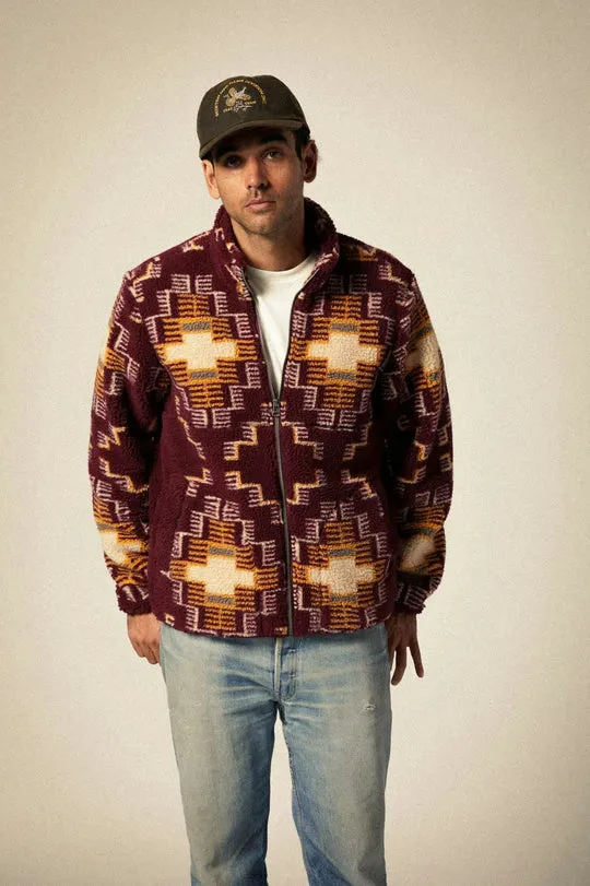 Arctic Fleece Mock Neck Jacket - Light Cabernet
