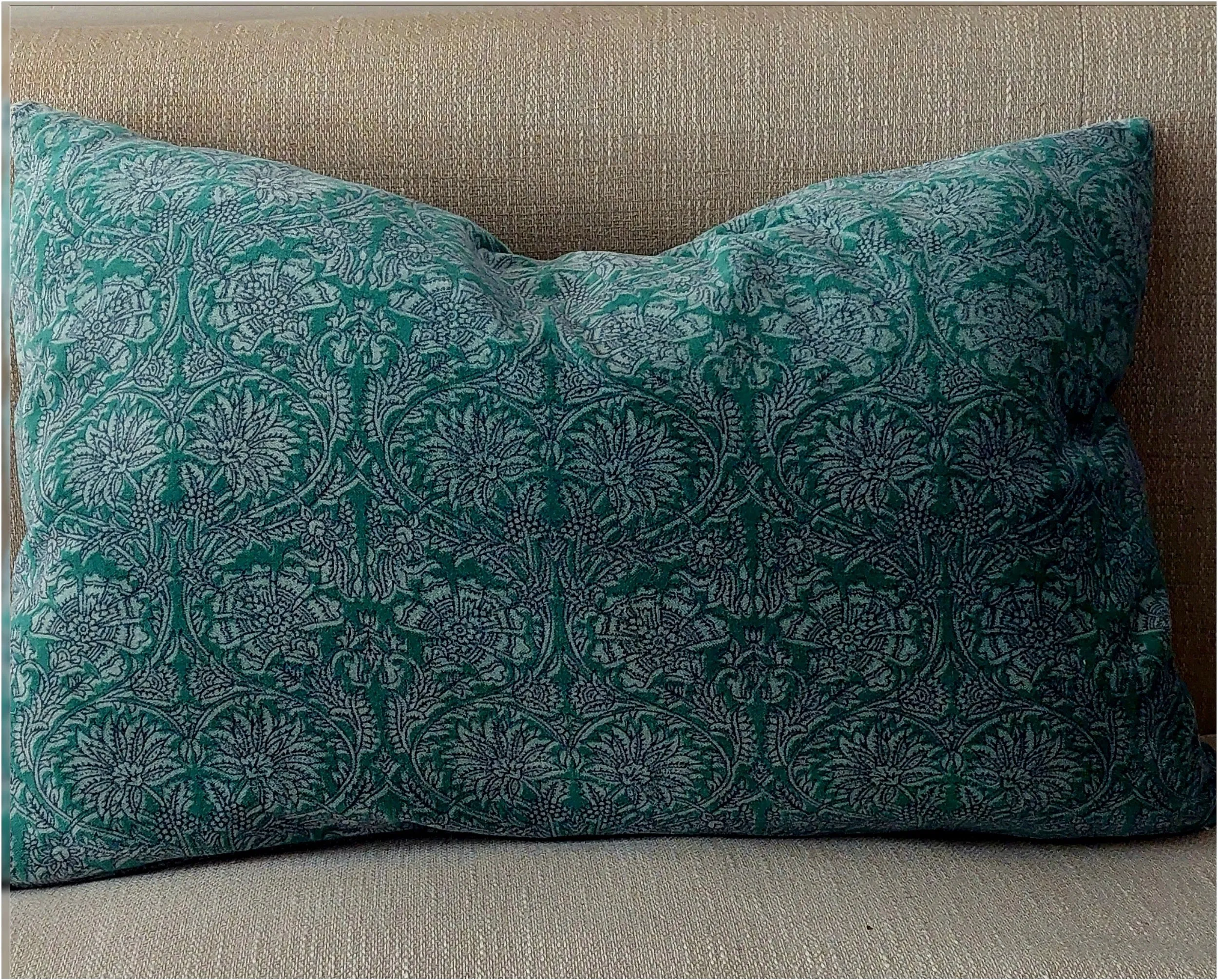 Blue Paisley Cotton Velvet Fully Lined Large Throw