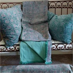 Blue Paisley Cotton Velvet Fully Lined Large Throw