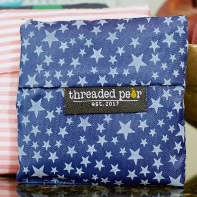 Blue Stars Reusable Folding Travel Shopping Bag