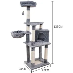 Cat Tree & Scratching Light Grey Beige 47*37*133