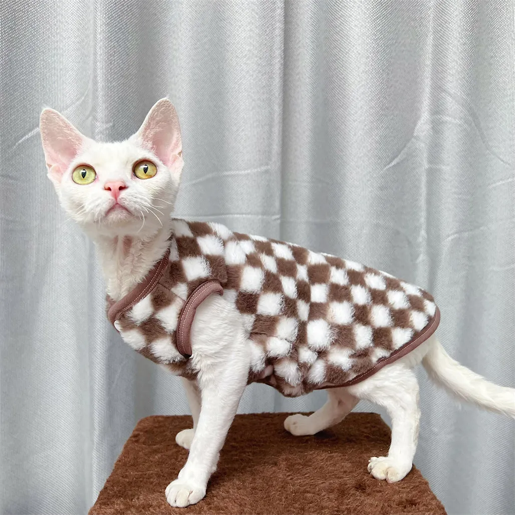 Checker Fleece Sphynx Cat Clothes