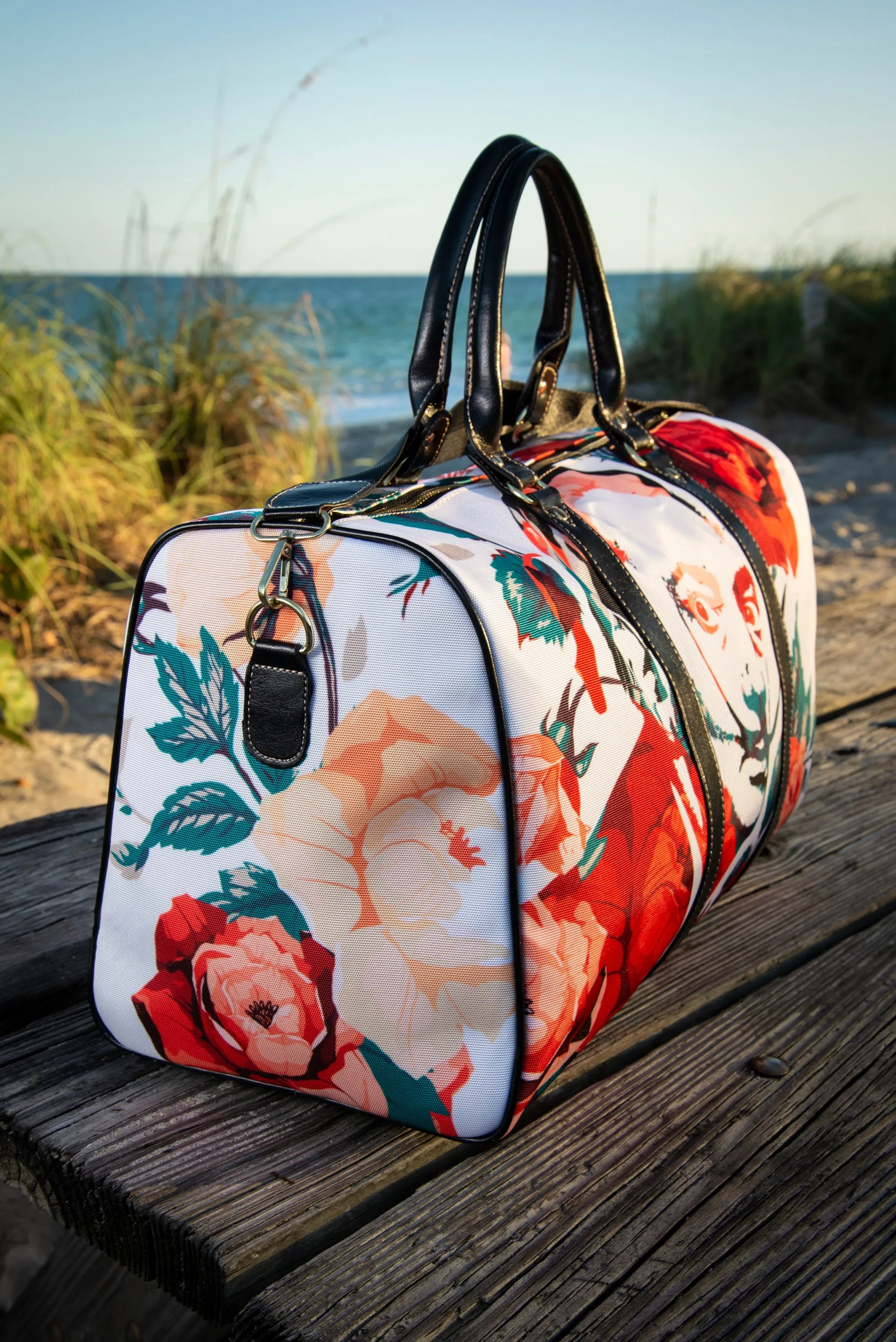 Dali Floral Rose Canvas Waterproof Large Travel Bag