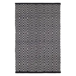 Diamond Black/Ivory Handwoven Indoor/Outdoor Rug