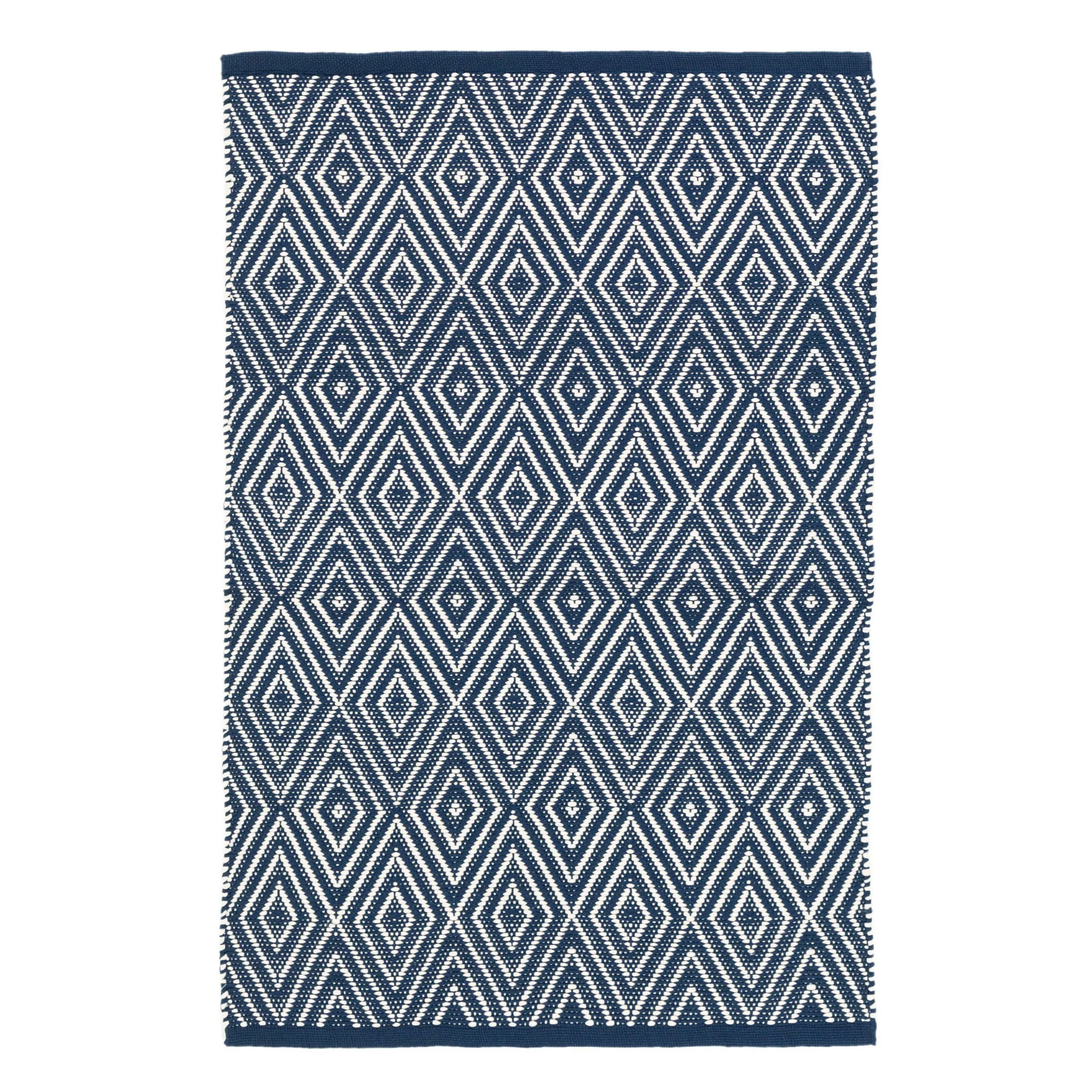 Diamond Navy/Ivory Handwoven Indoor/Outdoor Rug