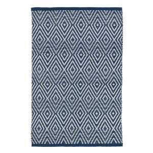 Diamond Navy/Ivory Handwoven Indoor/Outdoor Rug