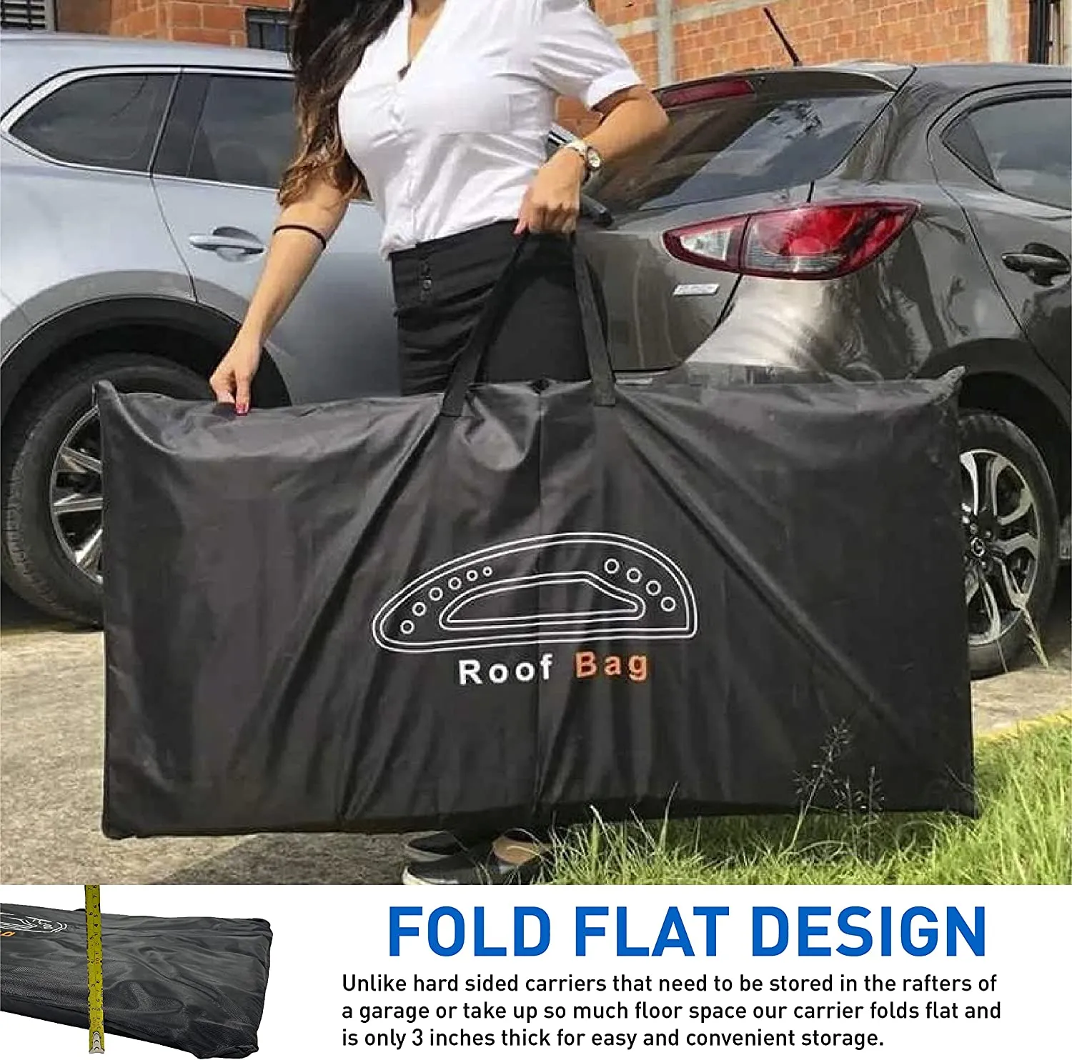 EasyGoProduct Aerodynamic Car Rooftop Cargo Carrier Bag - Soft Roof Top Luggage Bag for All Vehicles SUV with/Without Rack – Hard Sides - 4 Adjustable Straps – 8 Cubic Feet - Fold Flat Storage Bag