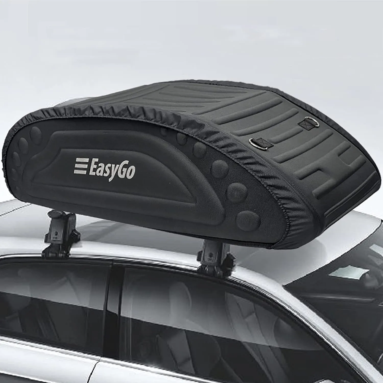 EasyGoProduct Aerodynamic Car Rooftop Cargo Carrier Bag - Soft Roof Top Luggage Bag for All Vehicles SUV with/Without Rack – Hard Sides - 4 Adjustable Straps – 8 Cubic Feet - Fold Flat Storage Bag