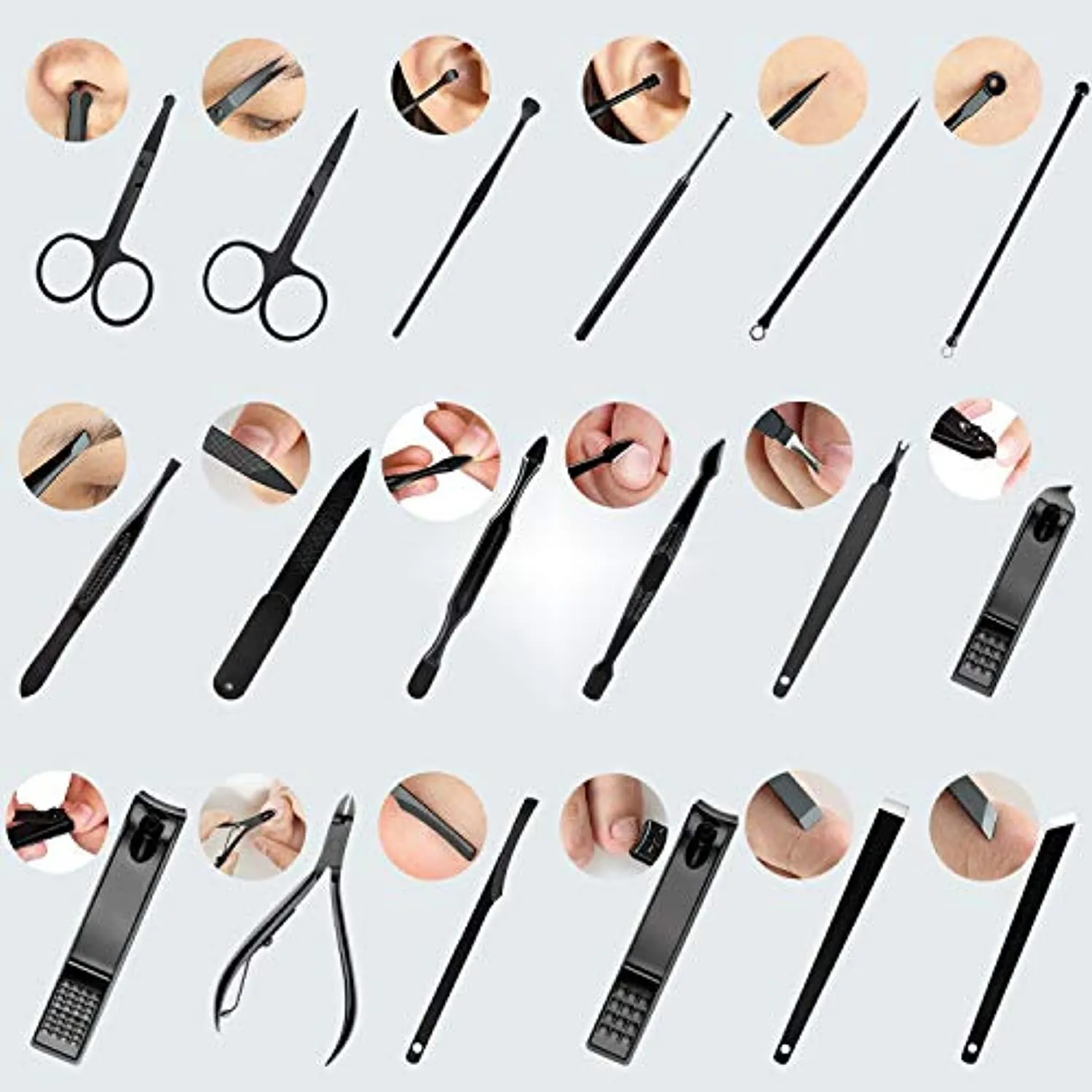 Epartswide Manicure Set,18pcs Stainless Steel Manicure Pedicure Set,Pedicure Kit Nail Clippers for Men Professional Manicure Kit - Nail Scissors Ear Pick Grooming Kits with Portable Travel Case
