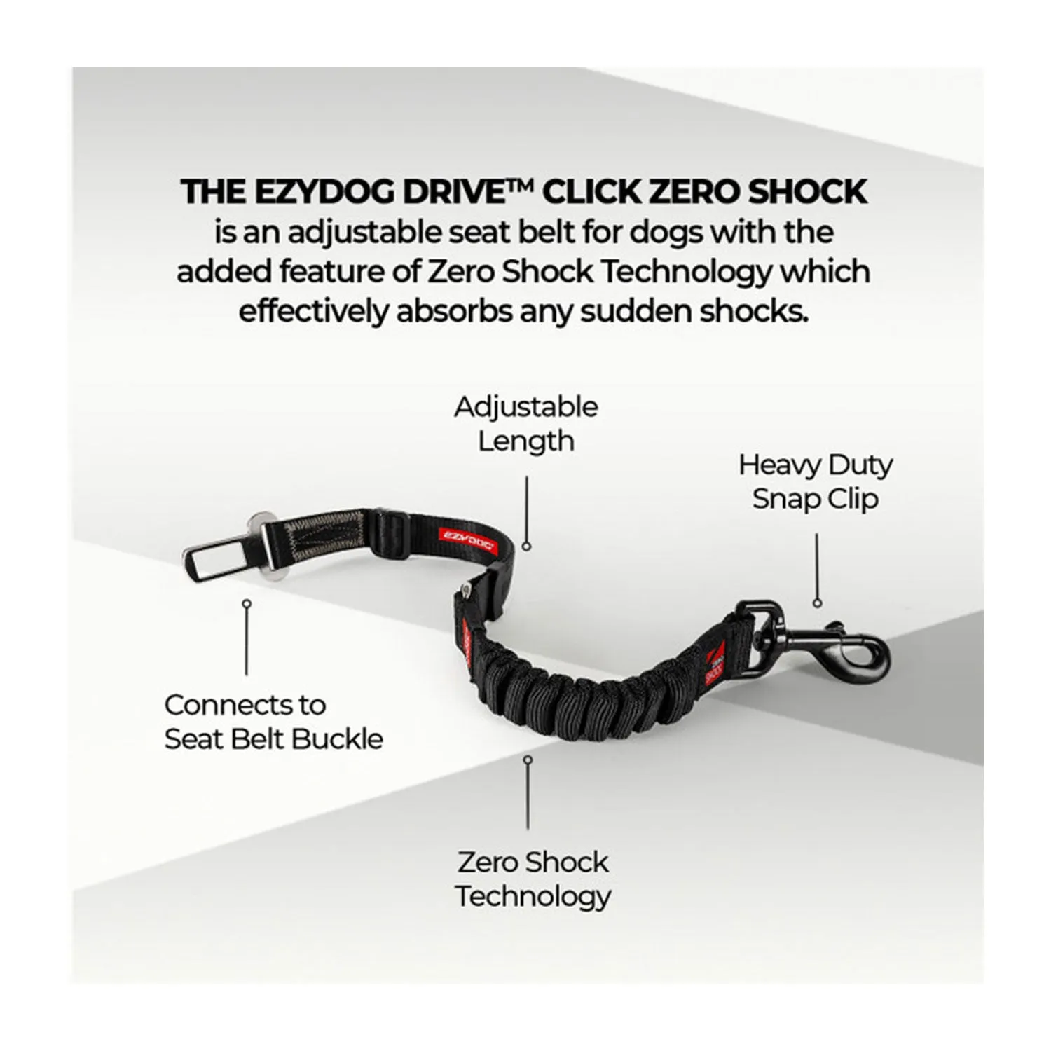 EzyDog Drive Click Zero Shock Car Restraint Black