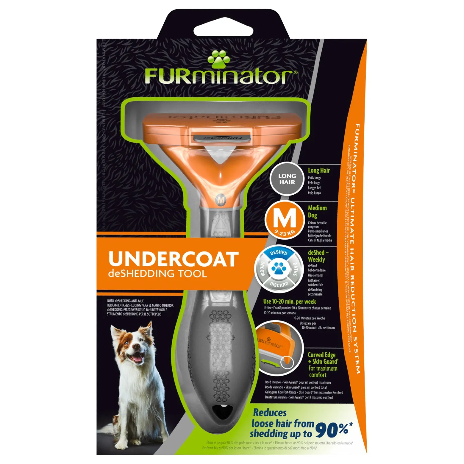 FURminator deShedding Tool for Long Haired Medium Dogs
