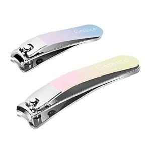 Gemice Nail Clippers Set, Fingernail Toenail Clippers with Sharp Curved Edge, Stainless Steel Finger & Toe Nail Clipper Set with Leather Case for Men & Women and Kids