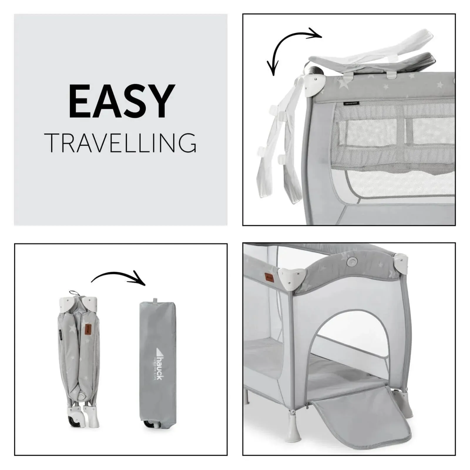 Hauck Sleep n Play Center Bassinet Travel Cot / Playpen - Stars