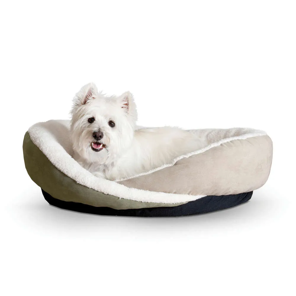 K&H Huggy Nest Green/Tan Small 22" * 19" * 6"