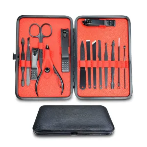 Manicure Set Nail Clippers Pedicure Kit, 15 in 1 Stainless Steel Fingernail & Toenail Clippers with Leather Travel Case, Professional Nail Care Kit for Men and Women