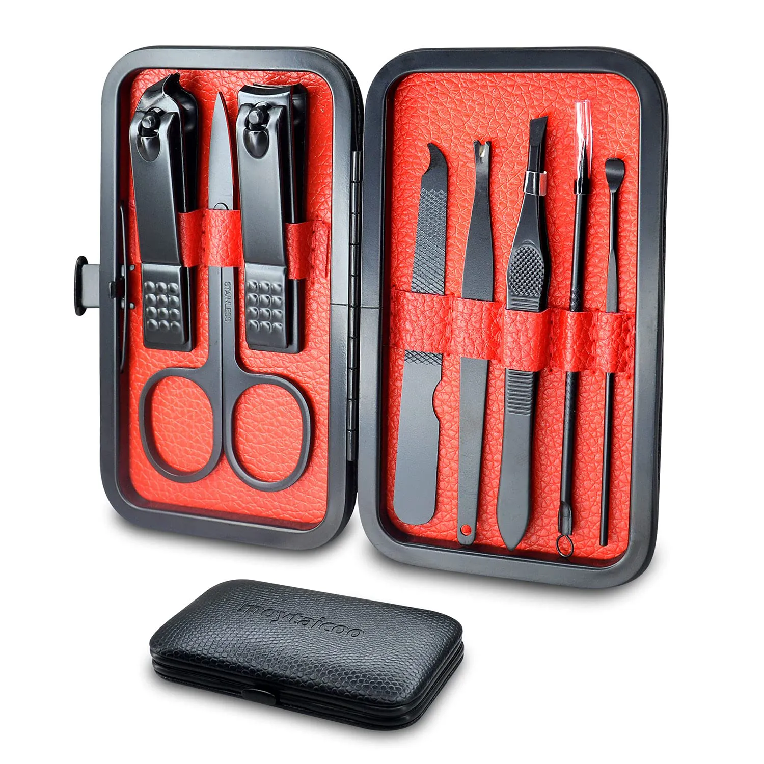 Manicure Set Nail Clippers Pedicure Kit, 15 in 1 Stainless Steel Fingernail & Toenail Clippers with Leather Travel Case, Professional Nail Care Kit for Men and Women