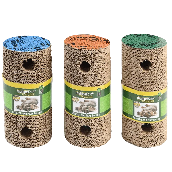 Multipet Scratch and Play Roller Cat Toy with Catnip