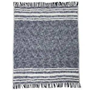 Navy Hand Woven Cotton Throw - 125cm x 150cm