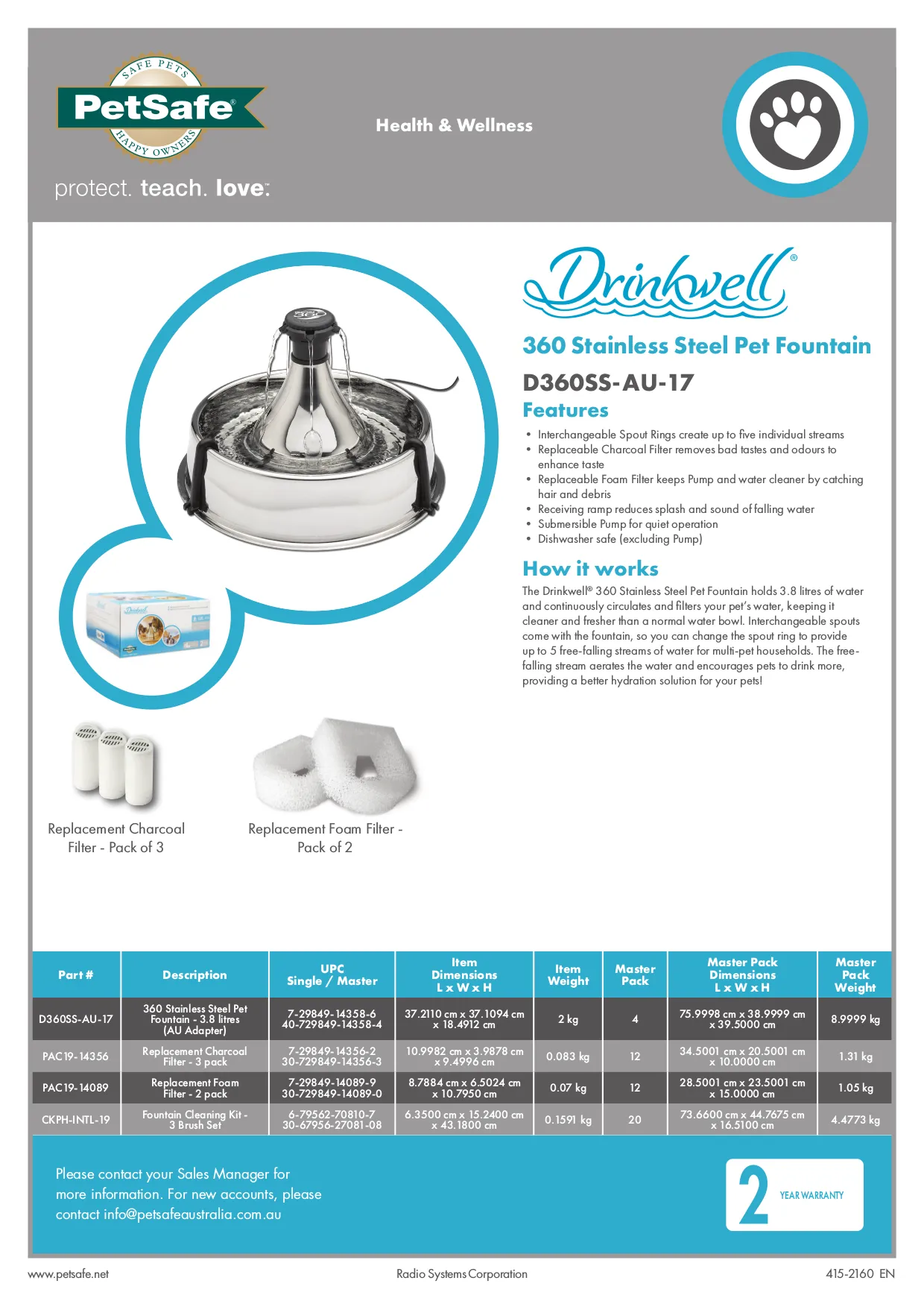 PetSafe DrinkWell 360 Saintless Steel Pet Fountain 3.8L