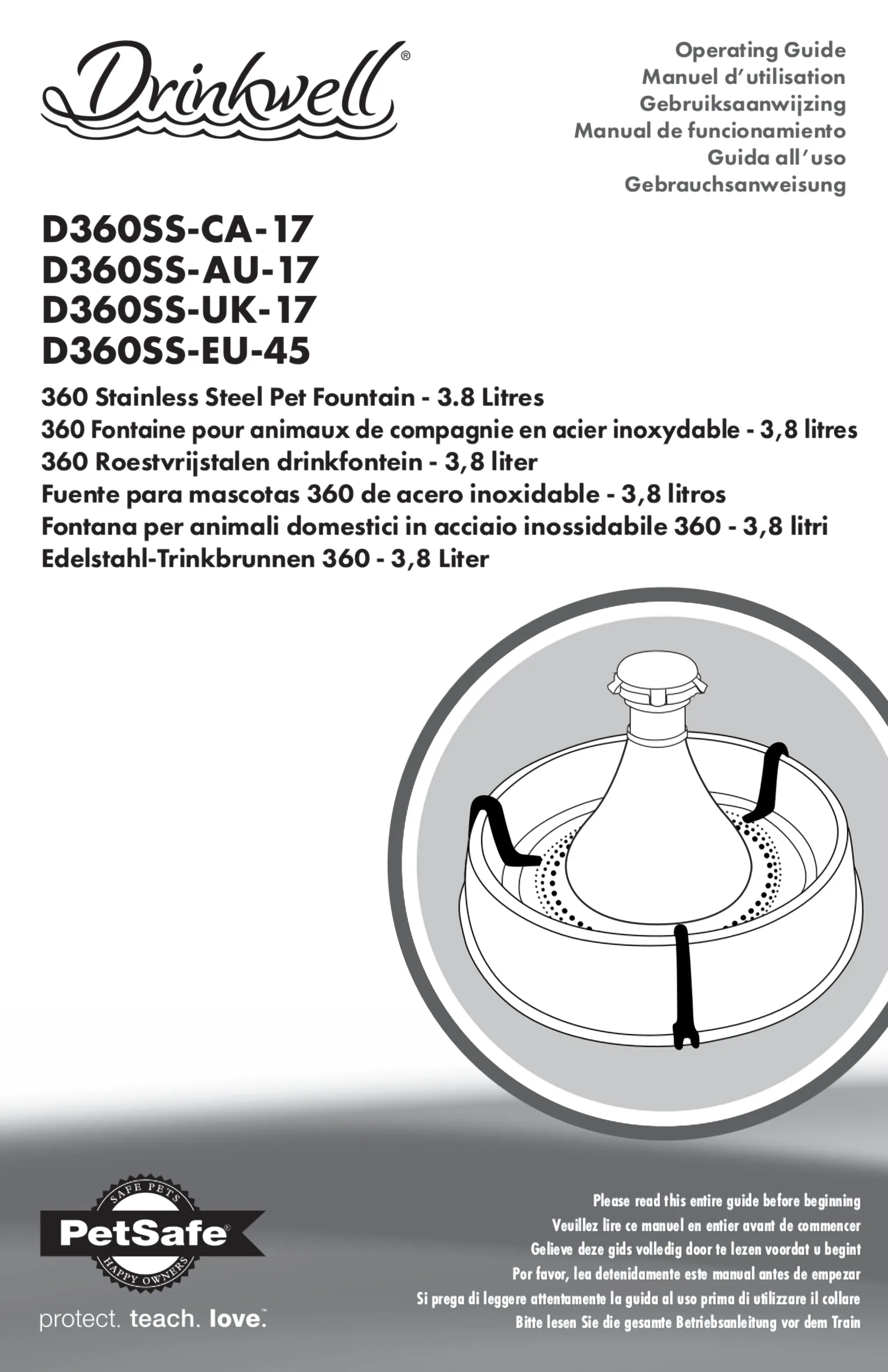 PetSafe DrinkWell 360 Saintless Steel Pet Fountain 3.8L