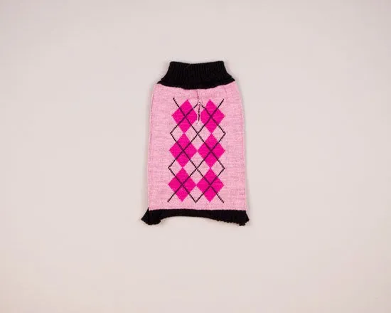Pink Argyle-Dog Sweater