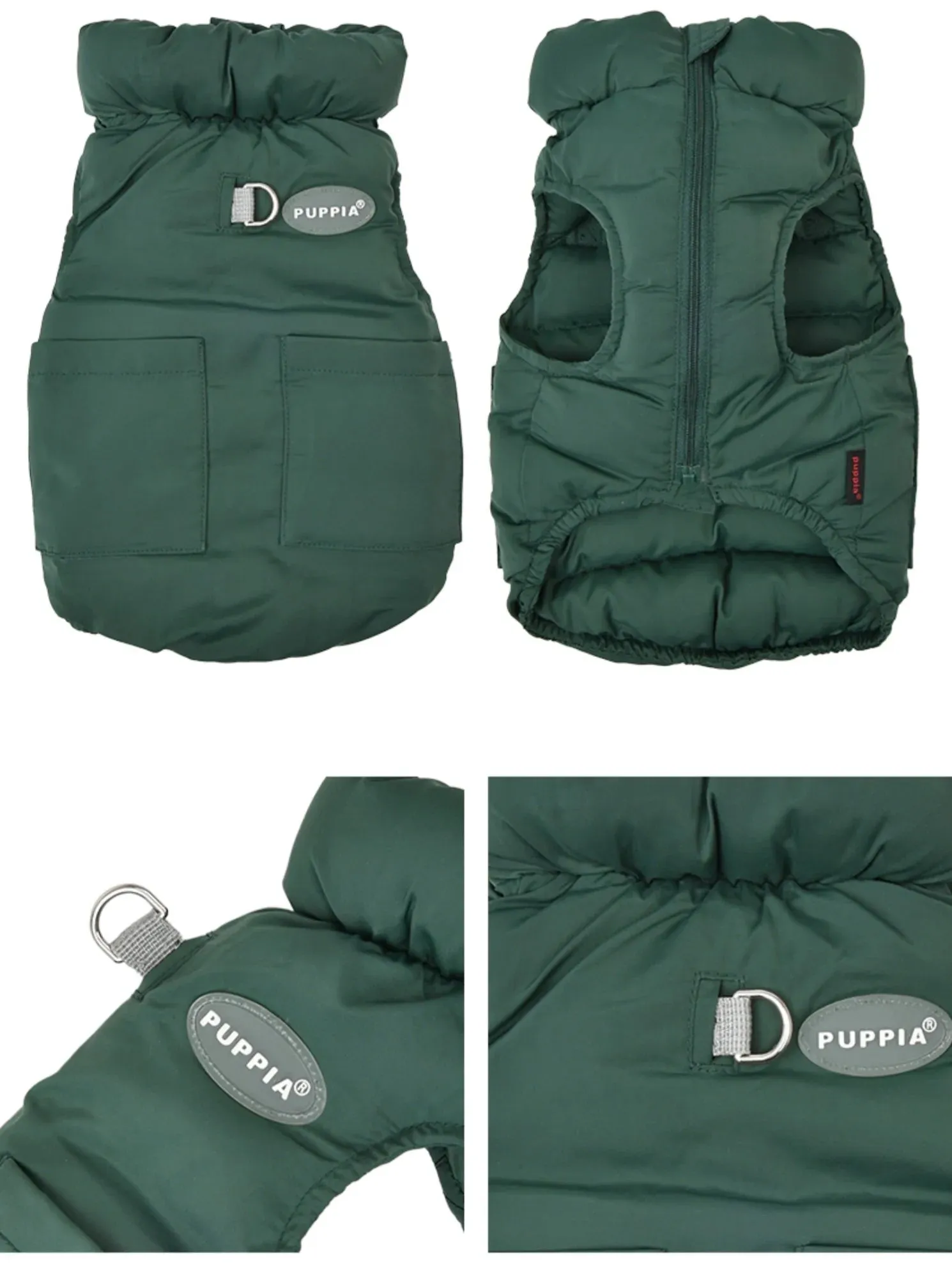 Puppia Puffer Vest Harness Jumper Green/Brown