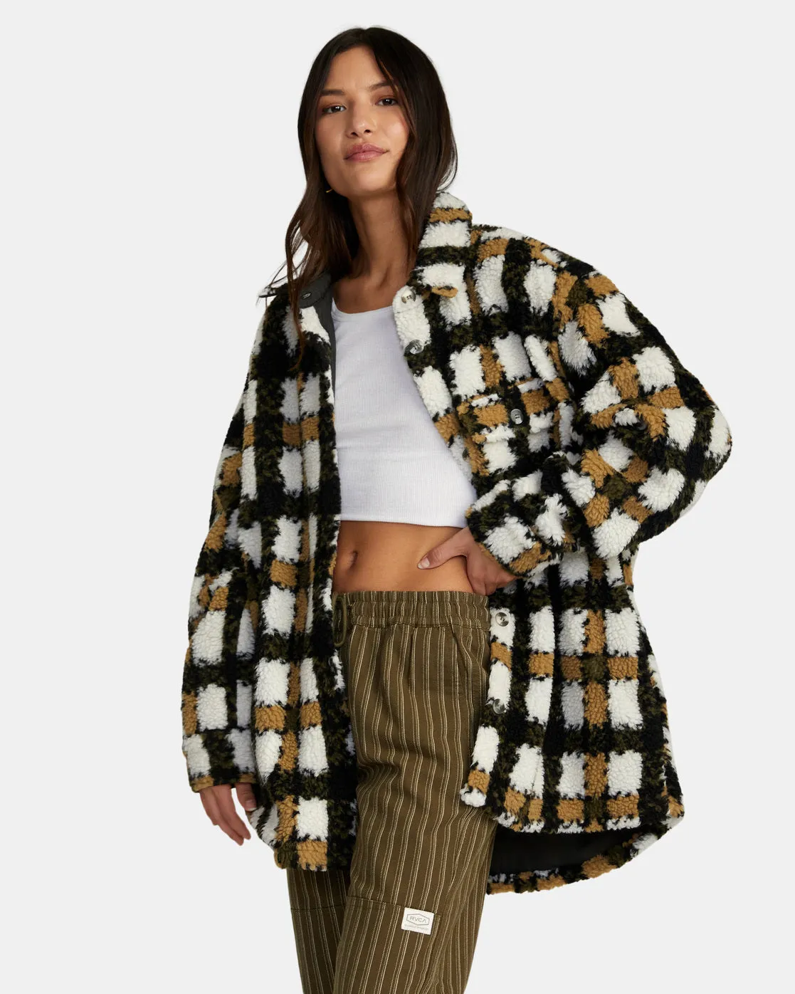 RVCA Birdie Flannel Shacket - Pirate Black