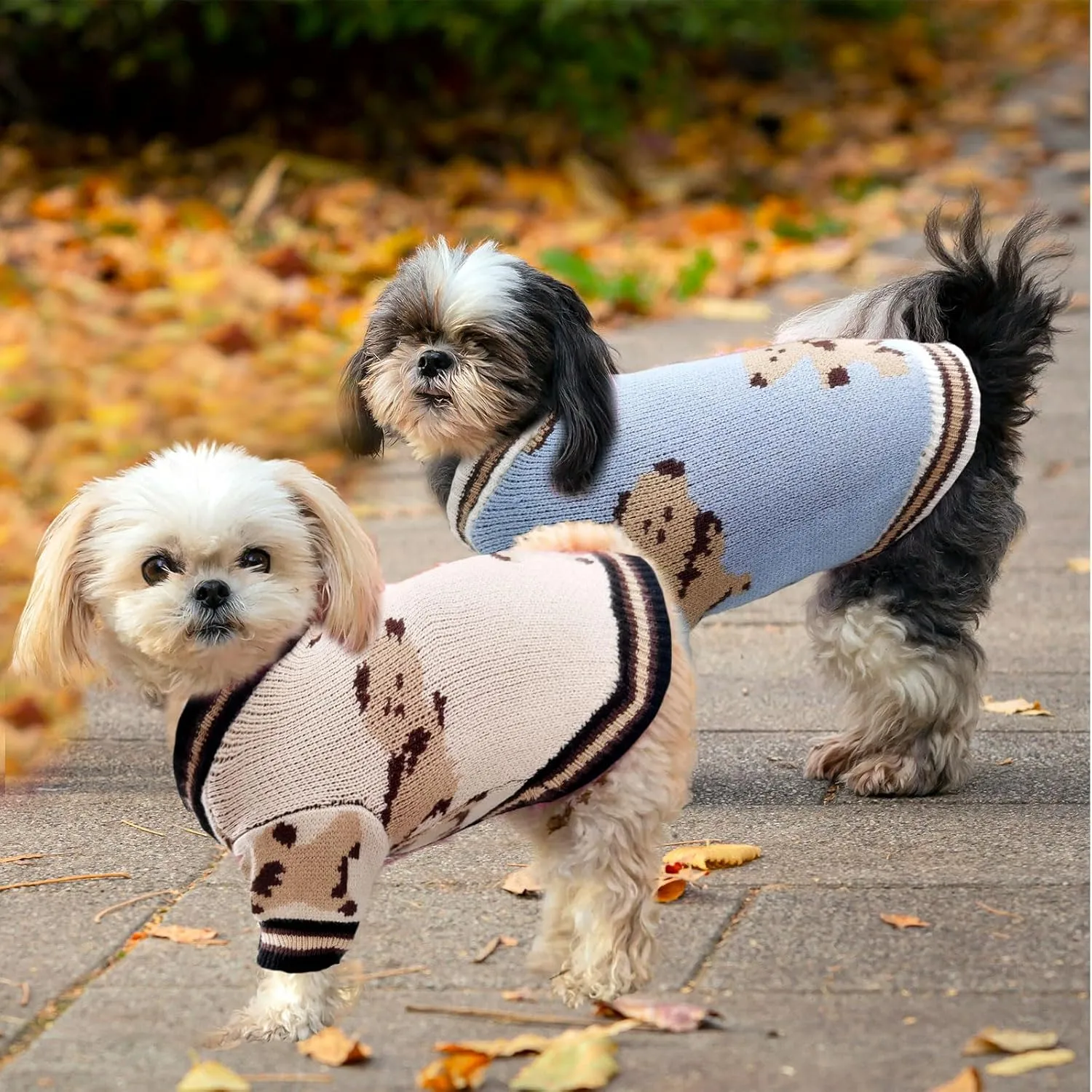 Small Sweaters Cute Bear Cardigans for Small Medium Dogs Boy Girl Puppy Cat Knitting Outfits Winter Coats Warm Pet Clothes Soft Knitwear Apparel (Blue,S)