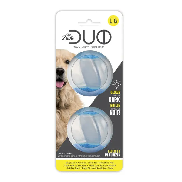 Zeus Duo Glow In The Dark Ball with Squeaker - 2 pack